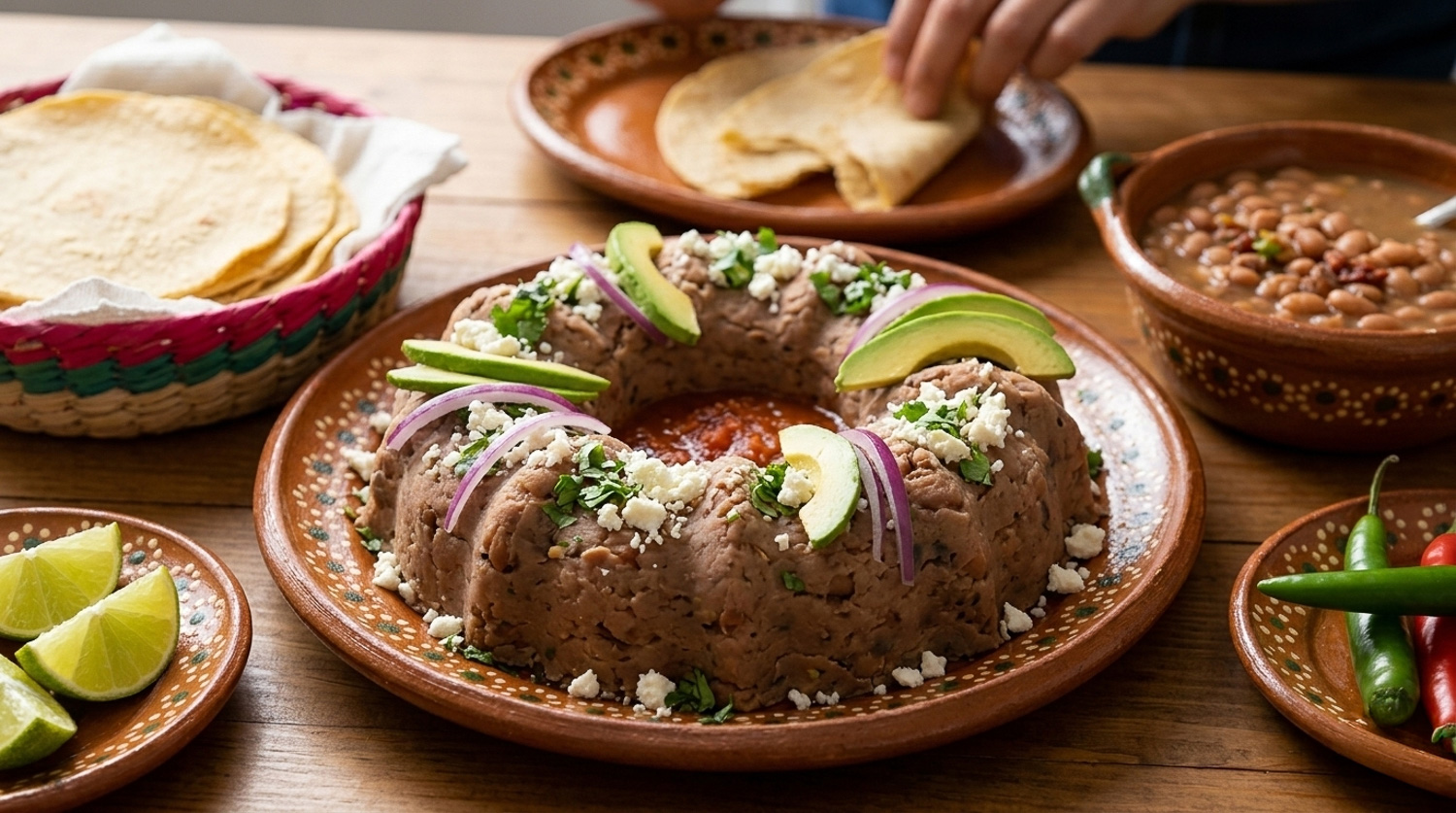 【メキシコ料理レシピ】フリホルのコロナ - Corona de frijoles